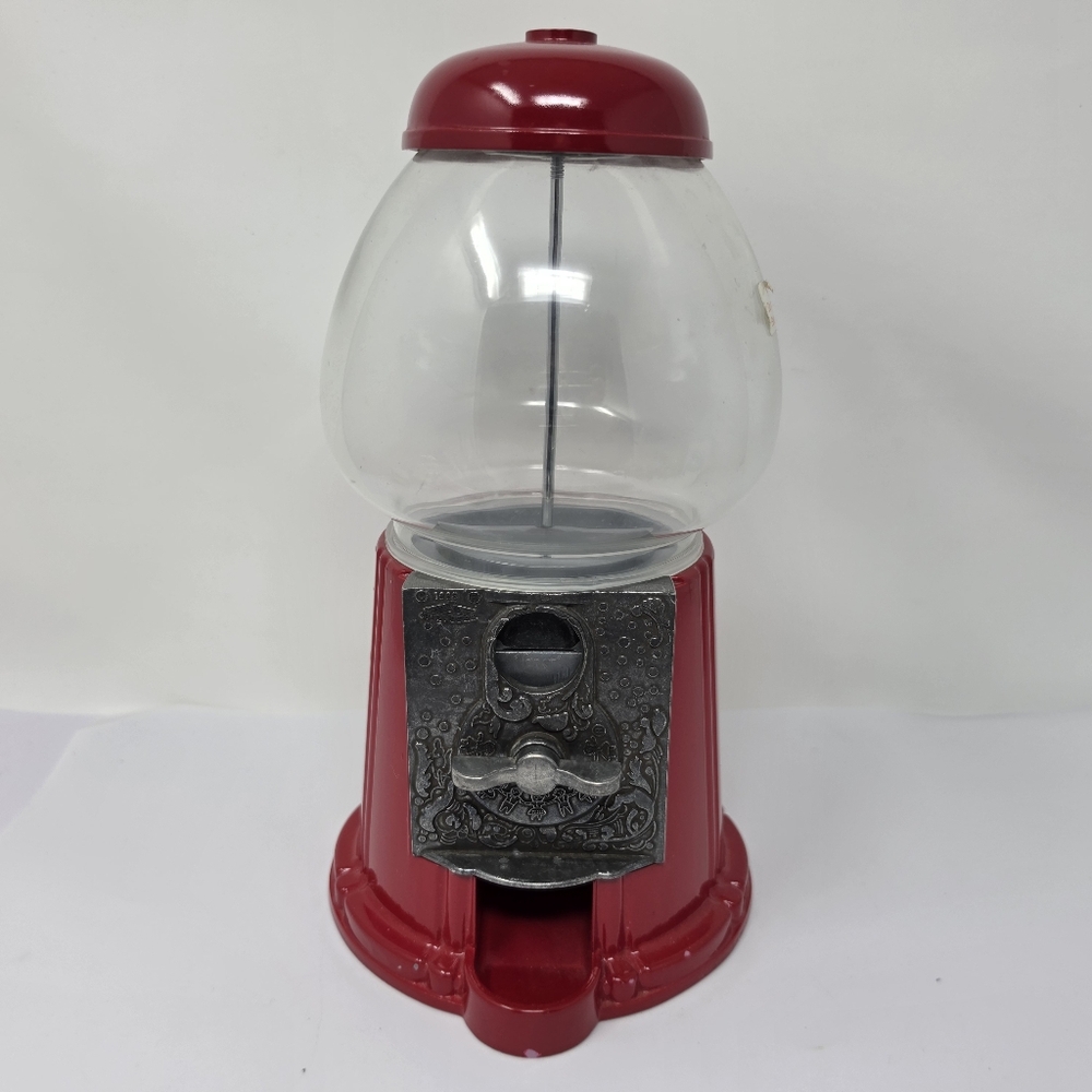 Carousel Gumball Machine Red Glass Globe Vintage